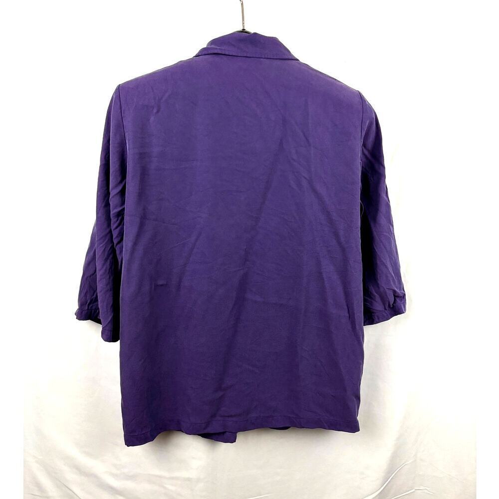 REAL CLOTHES Saks Fifth Avenue Shirt Blouse Purple MEDIUM Womens 3/4 Sleeve - Picture 6 of 6